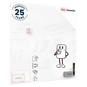 Szklana tablica magnetyczna 120x120 cm PREMIUM SUPERWHITE (super biała) + GRATIS