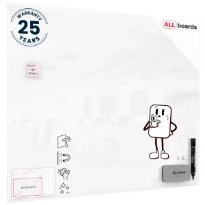 Szklana tablica magnetyczna 150x120 PREMIUM SUPERWHITE  (super biała) + GRATIS