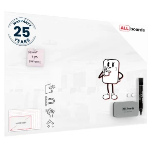 Szklana tablica magnetyczna 90x60 PREMIUM SUPERWHITE (super biała) + GRATIS