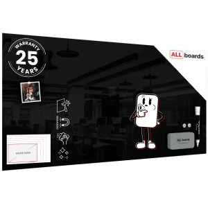 Szklana tablica magnetyczna 120x60 cm CZARNA + GRATIS