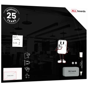 Szklana tablica magnetyczna 80x60 cm CZARNA + GRATIS
