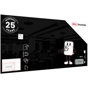 Szklana tablica magnetyczna 200x100 cm CZARNA + GRATIS