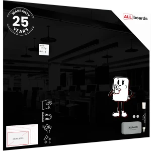 Szklana tablica magnetyczna 150x120 cm CZARNA + GRATIS
