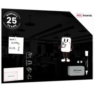 Szklana tablica magnetyczna 60x40 cm CZARNA + GRATIS