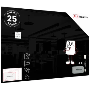 Szklana tablica magnetyczna 150x100 cm CZARNA + GRATIS