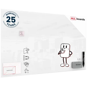 Szklana tablica magnetyczna 200x120 PREMIUM SUPERWHITE  (super biała) + GRATIS