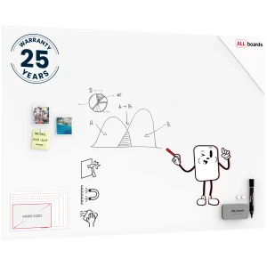 Tablica szklana matowa magnetyczna 150x100 cm + GRATIS