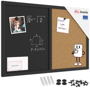 Tablica COMBI korkowa / czarna magnetyczna 60x40 rama drewniana lakierowana czarna