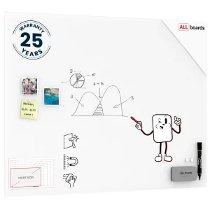 Tablica szklana matowa magnetyczna 120x90 cm + GRATIS