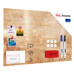 OUTLET Tablica na magnesy METALboards,  lite drewno 90x60 cm + zestaw akcesoriów