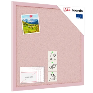 OUTLET Tablica korkowa różowy kolor korka 40x40 cm rama drewniana lakierowana RÓŻOWA