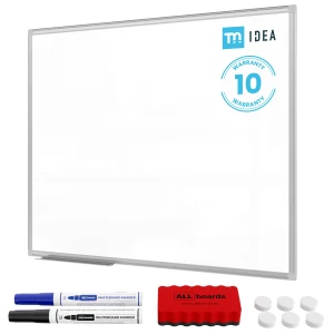 OUTLET Tablica magnetyczna biała 100x80 cm suchościeralna w ramie aluminiowej - TM IDEA® seria Flex 