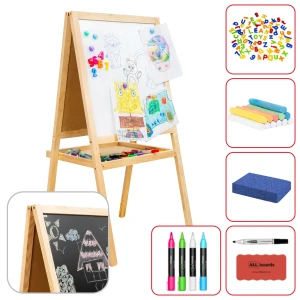 Zestaw dziecięcy nr 1  - Dwustronna tablica KIDSboards 120 cm + zestaw edukacyjnych magnesów klasyczne kolory + MEGA zestaw akcesoriów