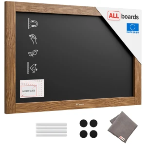 Tablica kredowa magnetyczna wodoodporna 60x40 cm rama drewniana KLASYCZNY BRĄZ + gratis