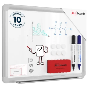 Tablica magnetyczna biała 30x40 cm suchościeralna w aluminiowej ramie PREMIUM EXPO + zestaw akcesoriów