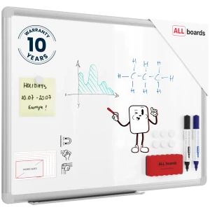 Tablica magnetyczna biała 60x45 cm suchościeralna w aluminiowej + zestaw akcesoriówramie PREMIUM EXPO