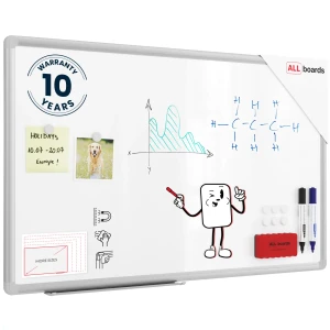 Tablica magnetyczna biała 80x50 cm suchościeralna w aluminiowej ramie PREMIUM EXPO + zestaw akcesoriów