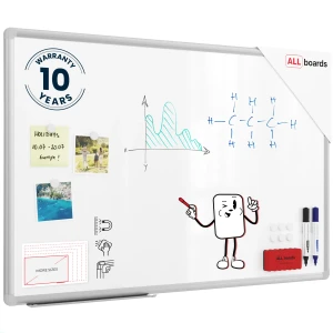 Tablica magnetyczna biała 90x60 cm suchościeralna w aluminiowej ramie PREMIUM EXPO + zestaw akcesoriów