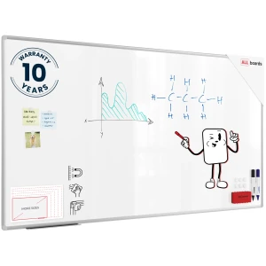 Tablica magnetyczna biała 180x100 cm suchościeralna w aluminiowej ramie PREMIUM EXPO + zestaw akcesoriów