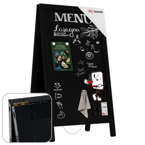 Potykacz magnetyczny stojak kredowy wodoodporny 78x44 cm CZARNA RAMA + GRATIS 