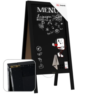 Potykacz magnetyczny stojak kredowy wodoodporny 100x49,5 cm CZARNA RAMA + GRATIS 