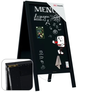 Potykacz magnetyczny stojak kredowy wodoodporny 110x56 cm RAMA CZARNA + GRATIS 