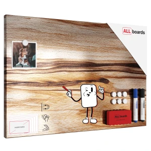 Tablica na magnesy METALboards, drewno egzotyczne 60x40 cm + zestaw akcesoriów GRATIS 