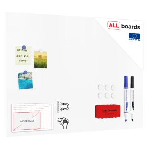 Tablica magnetyczna suchościeralna bezramowa panel magnetyczny SLIMboard 90x60 cm - niewidoczny montaż + GRATIS