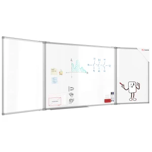 Tablica biała szkolna suchościeralna magnetyczna typu "tryptyk" 120x90 // 240 cm