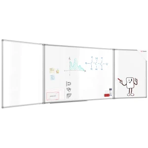 Tablica biała szkolna suchościeralna magnetyczna typu "tryptyk" 100x150 // 300 cm + NAKŁADKI MAGNETYCZNE DO WYBORU