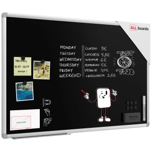 Tablica kredowa magnetyczna 90x60 czarna, rama Premium EXPO + GRATIS