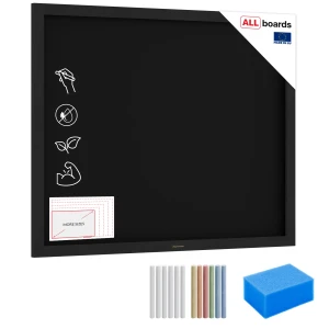 OUTLET Tablica kredowa czarna 100x80 cm rama CZARNA drewniana lakierowana