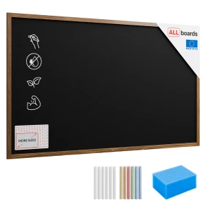 OUTLET Tablica kredowa czarna 200x120 cm rama drewniana lakierowana