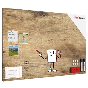 Tablica magnetyczna na magnesy METALboards, imitacja drewna 90x60 cm + zestaw akcesoriów GRATIS